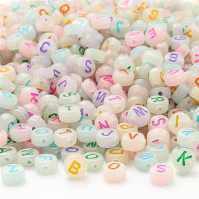 img 3 attached to ToBeIT Glow in The Dark Alphabet Letter Beads - 1000 pcs Round UV Letter Beads for Jewelry Making - 4X7mm - DIY Bracelet, Necklace Craft Making - Alphabet Beads with Jewelry Findings Charms - (bg White - Color)