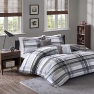 🛏️ intelligent design cozy comforter - casual cabin lodge plaid design, all season, hypoallergenic cover, soft bedding set with matching sham, decorative pillow - rudy, black full/queen logo