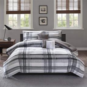 img 2 attached to 🛏️ Intelligent Design Cozy Comforter - Casual Cabin Lodge Plaid Design, All Season, Hypoallergenic Cover, Soft Bedding Set with Matching Sham, Decorative Pillow - Rudy, Black Full/Queen