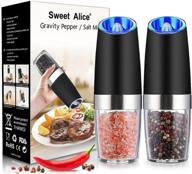 ⚡️ 2-pack electric gravity pepper grinder & automatic salt mill set - adjustable coarseness, one-handed operation, blue led light - perfect valentine's gift logo