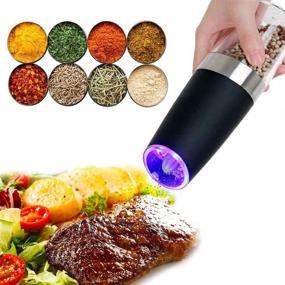 img 3 attached to ⚡️ 2-Pack Electric Gravity Pepper Grinder & Automatic Salt Mill Set - Adjustable Coarseness, One-Handed Operation, Blue LED Light - Perfect Valentine's Gift