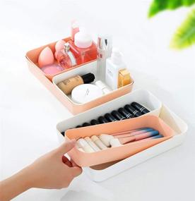 img 4 attached to 🗄️ Drawer Organizer Storage Tray Bins Set - Soft Plastic for Kitchen Dresser Bathroom Bedroom Office Desk Closet. Includes 2 Large + 4 Medium Bins