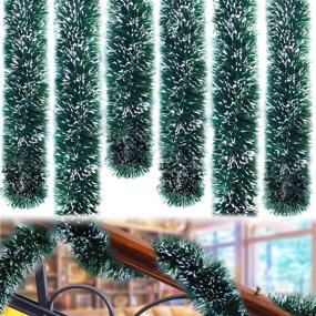 img 4 attached to Enhance Your Christmas Decor with Eerrhhaq 40 Feet Garland: Artificial Pine and Snowy Tinsel Twist for Festive Party Ceiling Decorations