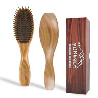 🎁 gift box: natural wood hair brush - top detangler for curly, wavy, straight, dry, wet, oily, thick, or fine hair - minimize frizz and breakage - ideal for women, men, and children - sandalwood paddle bristles logo