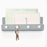 🔑 gray adhesive wall mount key hooks holder with mail letter organizer - stick on key hangers shelf rack for entryway, kitchen, bathroom, door - 1 pack логотип