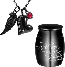 img 4 attached to Elegant Urn Necklace: Cremation Jewelry Keepsake Pendant with Angel Wing & 12 Birthstones - Cherish Memories Forever in My Heart