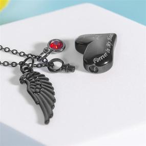 img 1 attached to Elegant Urn Necklace: Cremation Jewelry Keepsake Pendant with Angel Wing & 12 Birthstones - Cherish Memories Forever in My Heart