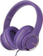 🎧 rorsou r8 on-ear headphones: lightweight folding stereo bass headphones with mic, portable wired headphones for smartphone tablet mp3/4 (purple) logo