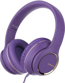 img 4 attached to 🎧 RORSOU R8 On-Ear Headphones: Lightweight Folding Stereo Bass Headphones with Mic, Portable Wired Headphones for Smartphone Tablet MP3/4 (Purple)