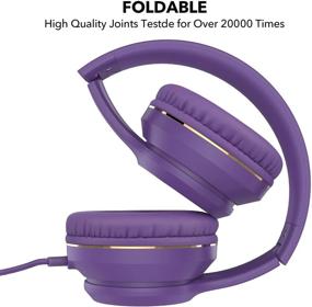 img 2 attached to 🎧 RORSOU R8 On-Ear Headphones: Lightweight Folding Stereo Bass Headphones with Mic, Portable Wired Headphones for Smartphone Tablet MP3/4 (Purple)