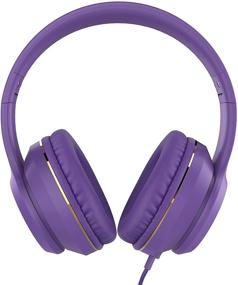 img 3 attached to 🎧 RORSOU R8 On-Ear Headphones: Lightweight Folding Stereo Bass Headphones with Mic, Portable Wired Headphones for Smartphone Tablet MP3/4 (Purple)