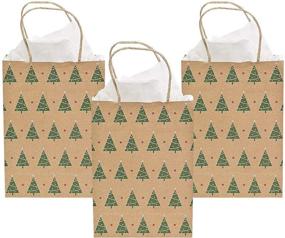 img 1 attached to 🎁 12 Pack of 9 Inch Medium Fun Christmas Tree Kraft Gift Bags