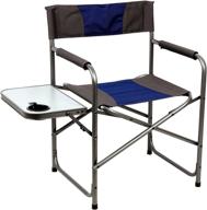 portable camping chair: compact steel frame folding director's chair with side table - supports up to 225 lbs logo