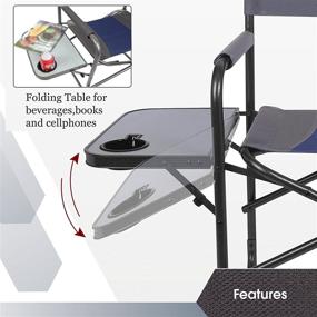 img 1 attached to Portable Camping Chair: Compact Steel Frame Folding Director's Chair with Side Table - Supports up to 225 lbs