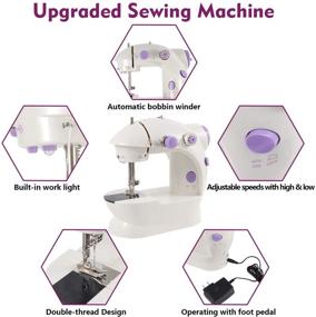 img 1 attached to WIOR Mini Sewing Machine for Beginners: Adjustable 2-Speed Double-Thread Electric Stitching Machine with Foot Pedal, Thread Cutter, Night Light - Perfect for Home and Travel Use