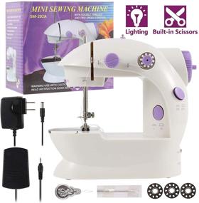 img 4 attached to WIOR Mini Sewing Machine for Beginners: Adjustable 2-Speed Double-Thread Electric Stitching Machine with Foot Pedal, Thread Cutter, Night Light - Perfect for Home and Travel Use