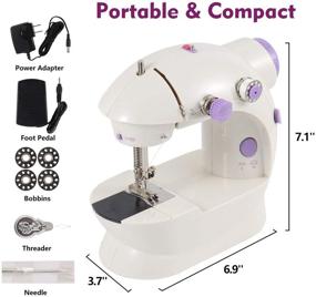 img 3 attached to WIOR Mini Sewing Machine for Beginners: Adjustable 2-Speed Double-Thread Electric Stitching Machine with Foot Pedal, Thread Cutter, Night Light - Perfect for Home and Travel Use