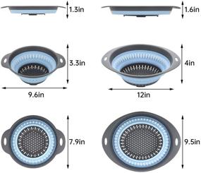 img 3 attached to Gemjia Colander Set - Convenient 2-Piece Folding Strainer Set in Blue, BPA-Free, Ideal for Pasta, Veggies, and Fruits