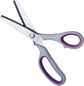 img 2 attached to 👗 JISTL Pinking Shears For Fabric - Ultra Sharp Left Handed Stainless Steel Handled Professional Dressmaking Sewing Scissors Zig Zag – Beige & Purple - Best Fabric Craft Scissors