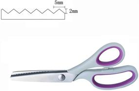 img 3 attached to 👗 JISTL Pinking Shears For Fabric - Ultra Sharp Left Handed Stainless Steel Handled Professional Dressmaking Sewing Scissors Zig Zag – Beige & Purple - Best Fabric Craft Scissors