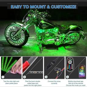 img 3 attached to 🏍️ Набор из 12 штук RGB-светодиодных подсветок для мотоцикла NBWDY - водонепроницаемые, с беспроводным дистанционным управлением, неоновой акцентной полосой свечения - для мотоцикла, скутера, автомобиля, гольф-карта