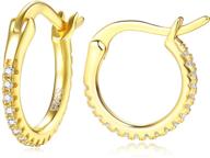 💎 stylish loop hoop studded earrings – 18k plating sterling silver, cz paved huggies for stacking – perfect for dainty 2nd hole earrings logo