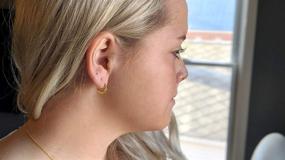 img 1 attached to 💎 Stylish Loop Hoop Studded Earrings – 18K Plating Sterling Silver, CZ Paved Huggies for Stacking – Perfect for Dainty 2nd Hole Earrings