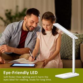 img 3 attached to COSITA LED Desk Lamp with Wireless Charger, USB Port, 6 Brightness Levels, 3 Lighting Modes | Touch Control, Eye-Caring Light for Home Office | White Desk Lamp + Adapter