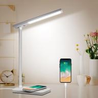 cosita led desk lamp with wireless charger, usb port, 6 brightness levels, 3 lighting modes | touch control, eye-caring light for home office | white desk lamp + adapter логотип