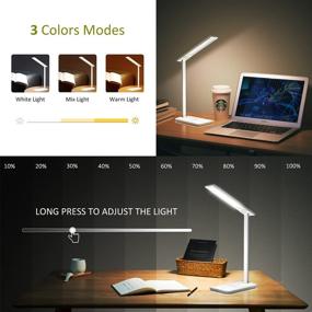 img 1 attached to COSITA LED Desk Lamp with Wireless Charger, USB Port, 6 Brightness Levels, 3 Lighting Modes | Touch Control, Eye-Caring Light for Home Office | White Desk Lamp + Adapter