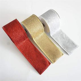 img 2 attached to Glitter Gold Ribbon - 2.5 Inch Wired Edge Christmas Ribbon for DIY Crafts, 10 Yards - Ideal for Gift Wrapping, Wreath Decorations