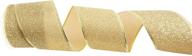 glitter gold ribbon - 2.5 inch wired edge christmas ribbon for diy crafts, 10 yards - ideal for gift wrapping, wreath decorations logo
