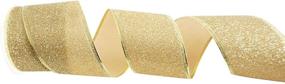 img 4 attached to Glitter Gold Ribbon - 2.5 Inch Wired Edge Christmas Ribbon for DIY Crafts, 10 Yards - Ideal for Gift Wrapping, Wreath Decorations