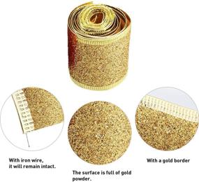 img 3 attached to Glitter Gold Ribbon - 2.5 Inch Wired Edge Christmas Ribbon for DIY Crafts, 10 Yards - Ideal for Gift Wrapping, Wreath Decorations