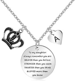 img 4 attached to 👑 Inspirational Crown Letter Necklaces: Meaningful Daughter Gifts for Birthday, Graduation & Christmas – Braver Than You Believe!