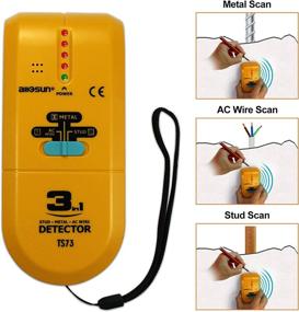 img 1 attached to 🔍 ALLOSUN TS73 3-in-1 LED Wood Stud Finder Multi Stud Scanner Electronic Stud Sensor Wire Cable Wall Metal Detector Finder for Home Decoration, Yellow