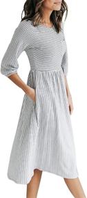 img 3 attached to MEROKEETY Womens Balloon Striped Pockets Women's Clothing in Dresses