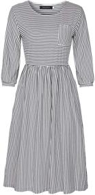 img 1 attached to MEROKEETY Womens Balloon Striped Pockets Women's Clothing in Dresses