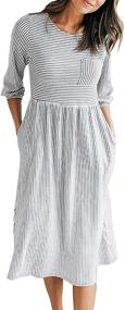 img 4 attached to MEROKEETY Womens Balloon Striped Pockets Women's Clothing in Dresses