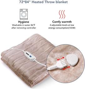 img 1 attached to Soft Flannel Electric Heated Blanket Throw, 70x50in, Machine Washable - Noble Brown