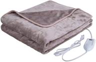 soft flannel electric heated blanket throw, 70x50in, machine washable - noble brown logo