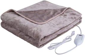 img 4 attached to Soft Flannel Electric Heated Blanket Throw, 70x50in, Machine Washable - Noble Brown