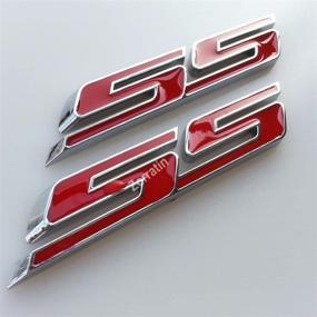 img 2 attached to Zorratin Slant SS Grill Side Trunk Emblem Badge Decal With Adhesive For Chevy IMPALA COBALT Camaro 2010-2015 [Red Letter With Chrome Trim]
