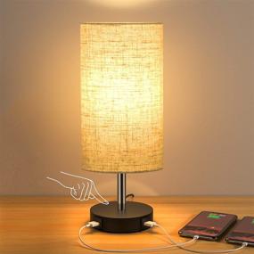 img 4 attached to Fully Dimmable Bedside Lamp with USB Ports for Bedroom, Touch Control Table Lamp Ideal for Nightstand Living Room, Office, Dorm (Includes LED Bulb)