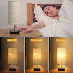 img 3 attached to Fully Dimmable Bedside Lamp with USB Ports for Bedroom, Touch Control Table Lamp Ideal for Nightstand Living Room, Office, Dorm (Includes LED Bulb)