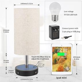 img 1 attached to Fully Dimmable Bedside Lamp with USB Ports for Bedroom, Touch Control Table Lamp Ideal for Nightstand Living Room, Office, Dorm (Includes LED Bulb)