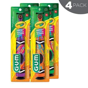 img 3 attached to 🦷 GUM - Crayola Kids' Power Toothbrush with Travel Cap, Ages 3+, Assorted Colors - Pack of 4, 10070942126127