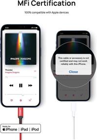 img 2 attached to 🎧 JSAUX Apple MFi Certified Lightning к 3.5 мм Женский адаптер для наушников - Красный | Совместим с iPhone 13/12 Mini/12 Pro/11/11 Pro/11 Pro Max/SE/X XR XS