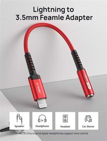 img 3 attached to 🎧 JSAUX Apple MFi Certified Lightning к 3.5 мм Женский адаптер для наушников - Красный | Совместим с iPhone 13/12 Mini/12 Pro/11/11 Pro/11 Pro Max/SE/X XR XS