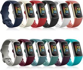img 4 attached to 📌 OMEE [12-Pack] Soft Silicone Bands for Fitbit Charge 5 - Replacement Wristbands for Advanced Fitness & Health Tracker